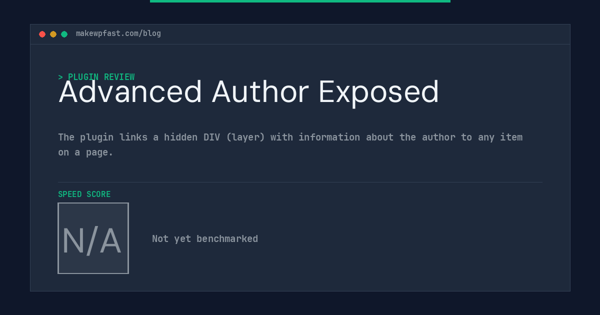 Advanced Author Exposed - MakeWPFast