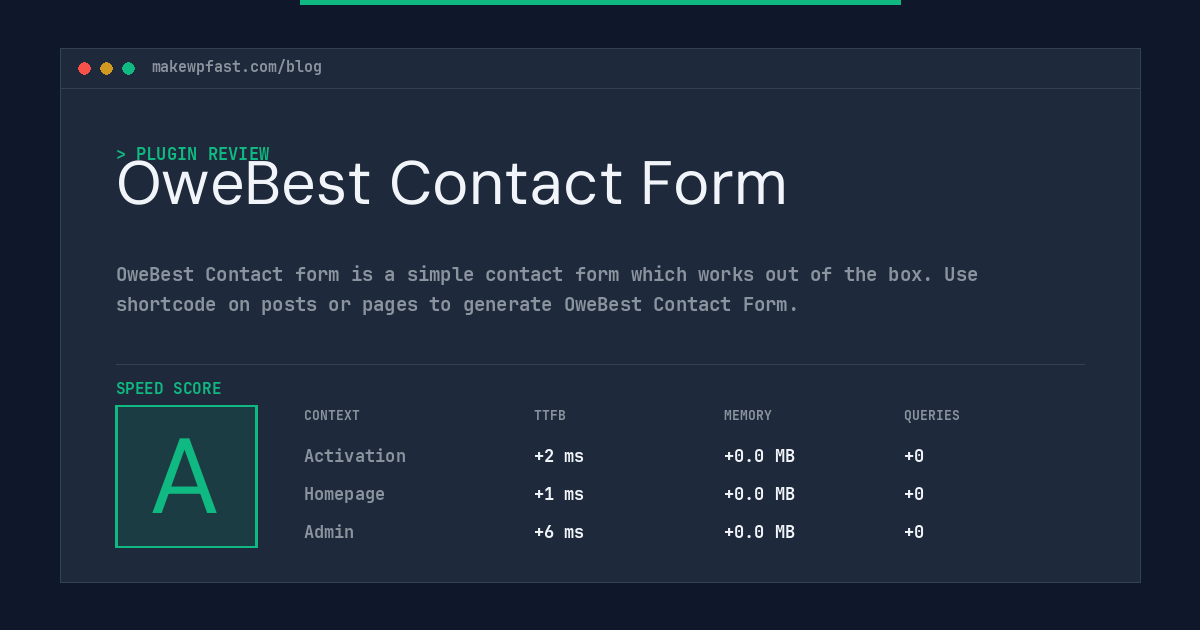 OweBest Contact Form - MakeWPFast