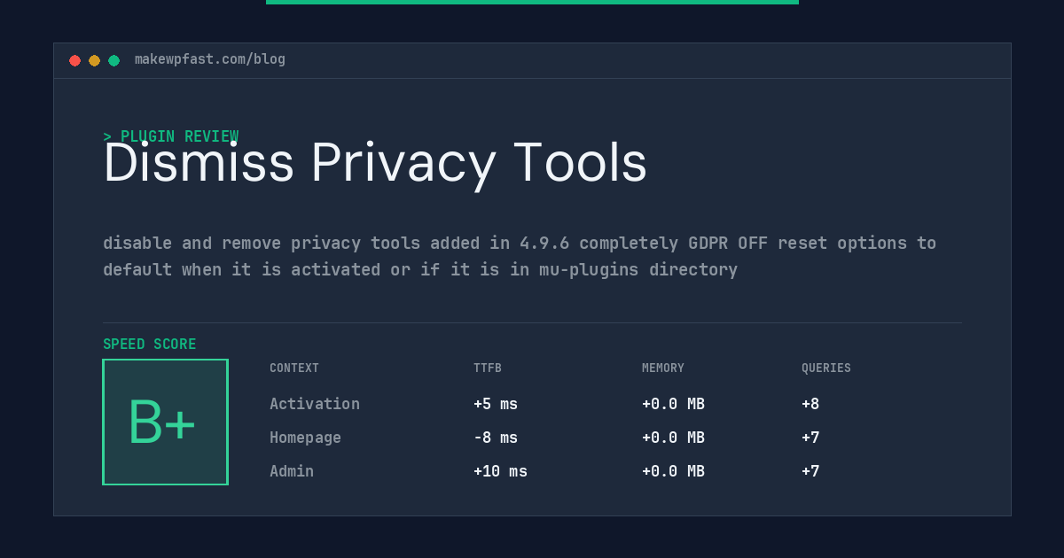 Dismiss Privacy Tools - MakeWPFast