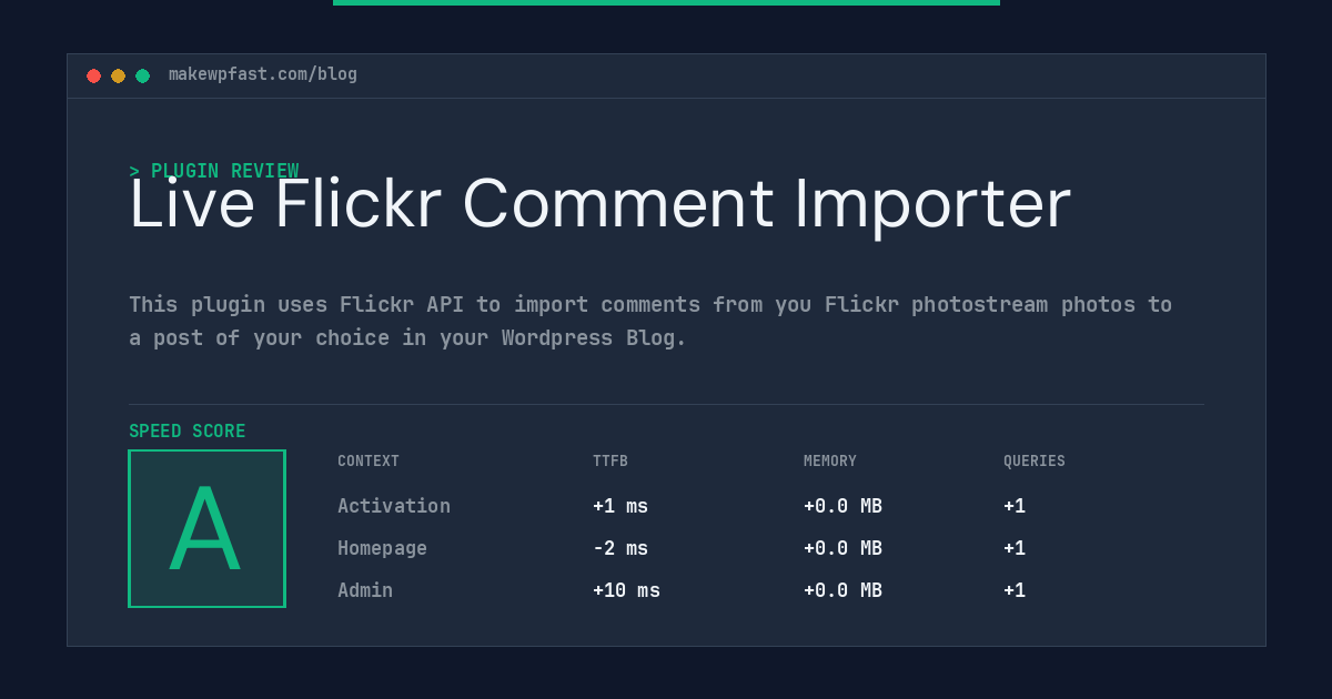 Live Flickr Comment Importer - MakeWPFast