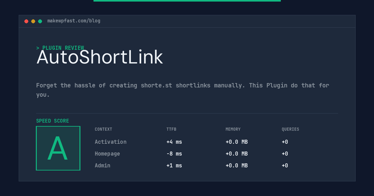 AutoShortLink - MakeWPFast