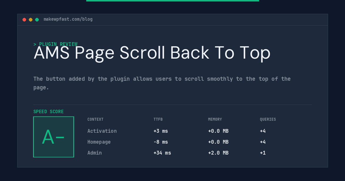 AMS Page Scroll Back To Top - MakeWPFast