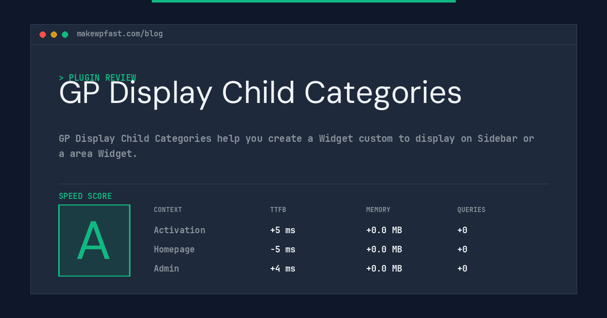 GP Display Child Categories - MakeWPFast