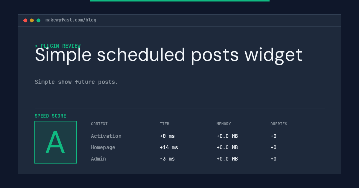 Simple scheduled posts widget - MakeWPFast