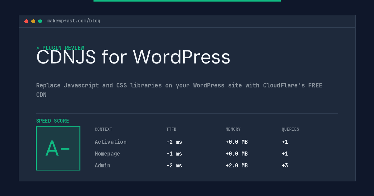 CDNJS for WordPress - MakeWPFast