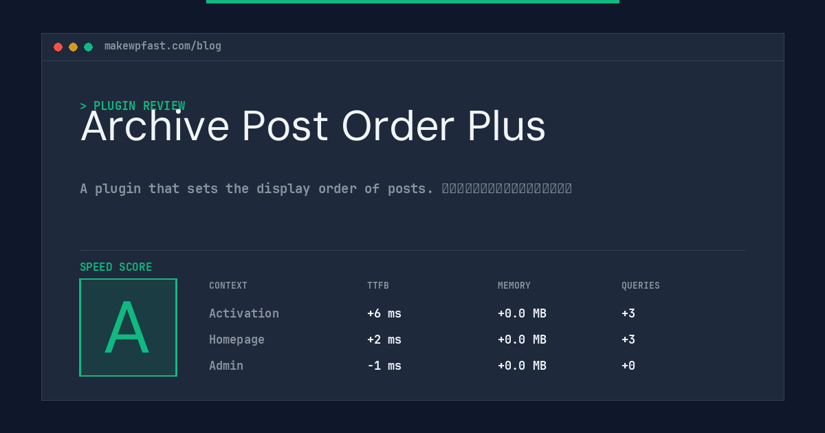 Archive Post Order Plus - MakeWPFast