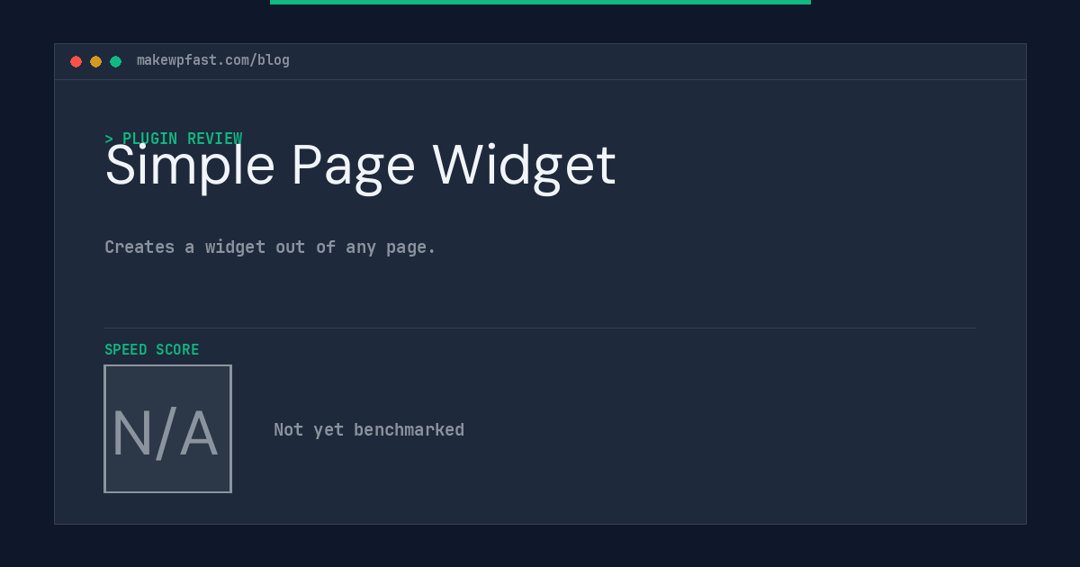 Simple Page Widget - MakeWPFast
