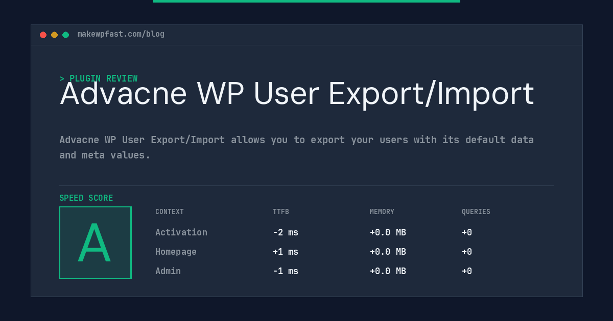 Advacne WP User Export/Import - MakeWPFast