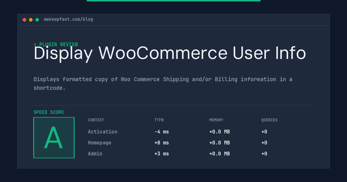 Display WooCommerce User Info - MakeWPFast