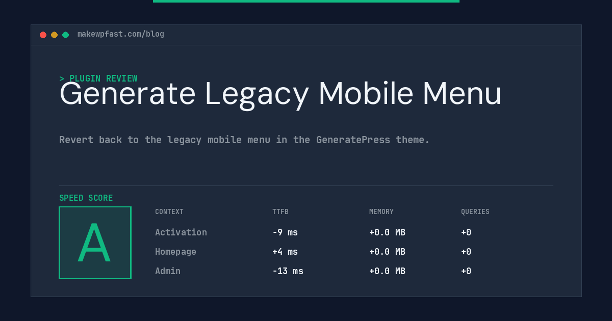 Generate Legacy Mobile Menu - MakeWPFast