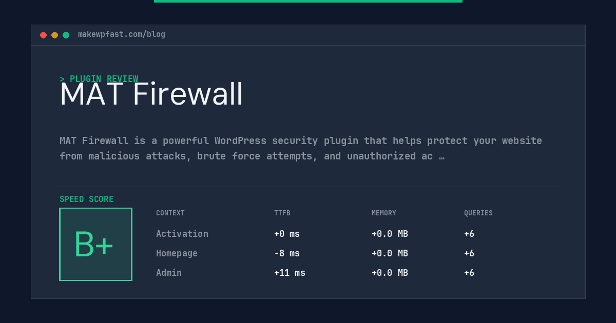 MAT Firewall - MakeWPFast