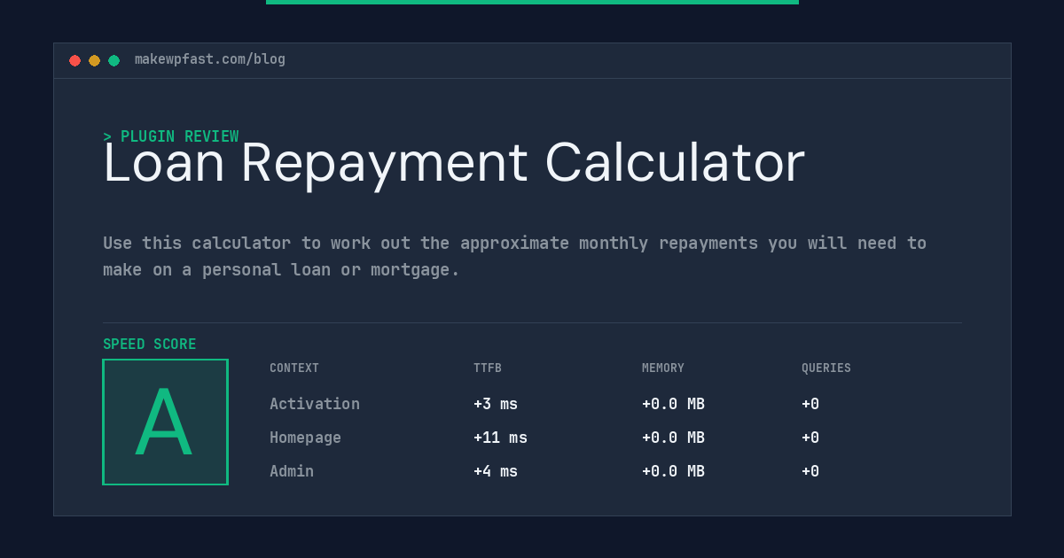 Loan Repayment Calculator - MakeWPFast
