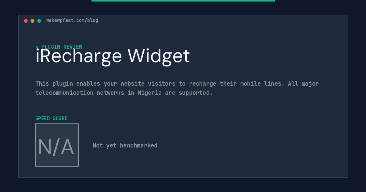 iRecharge Widget - MakeWPFast