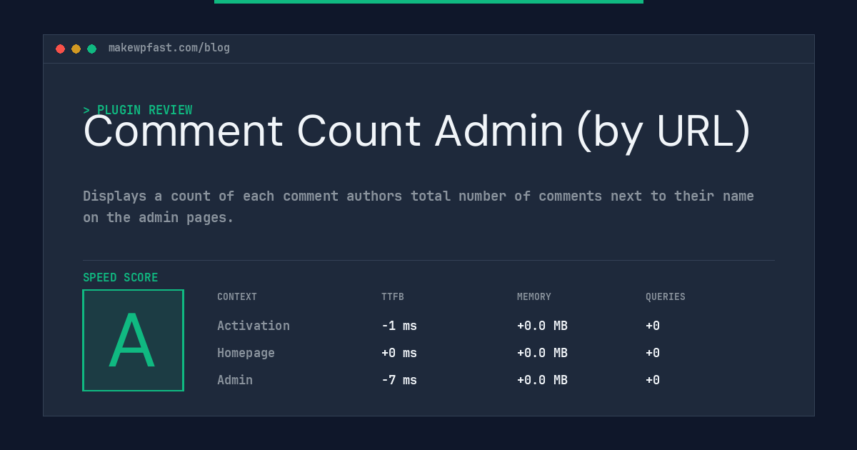 Comment Count Admin (by URL) - MakeWPFast