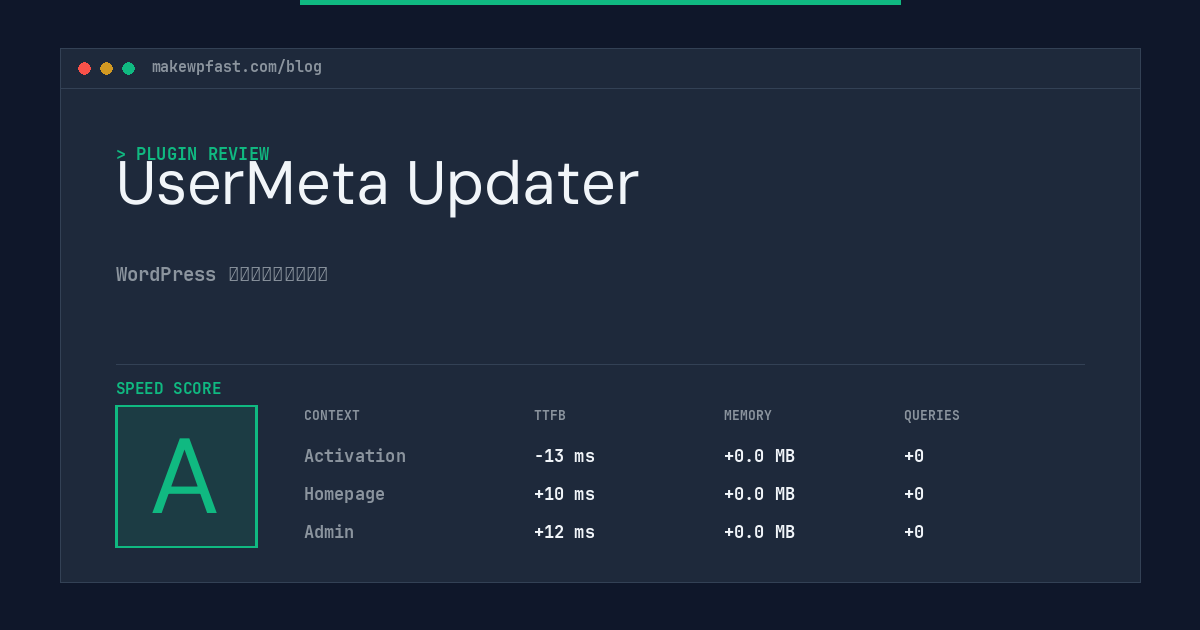UserMeta Updater - MakeWPFast