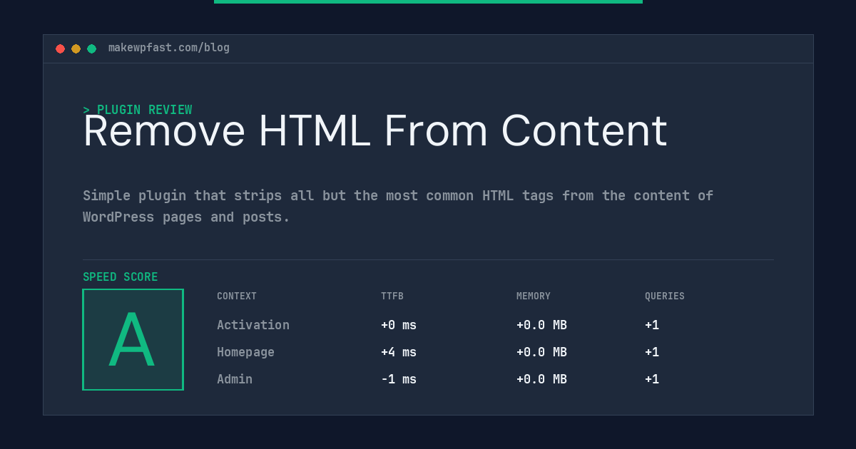 Remove HTML From Content - MakeWPFast