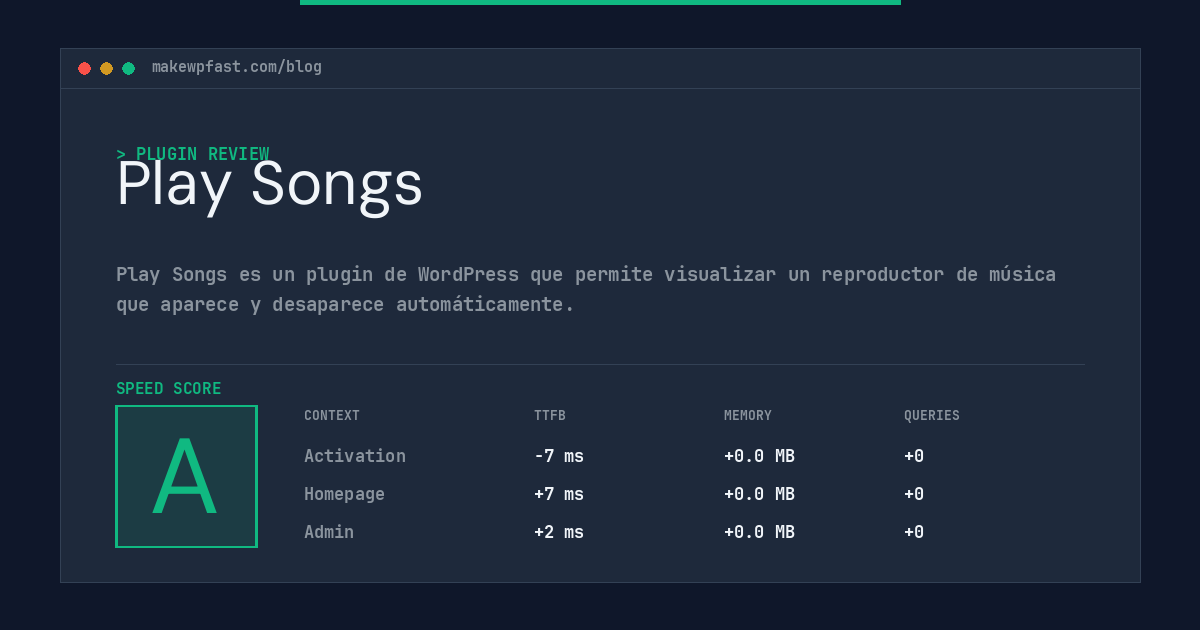 Play Songs - MakeWPFast