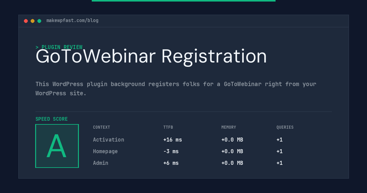 GoToWebinar Registration - MakeWPFast