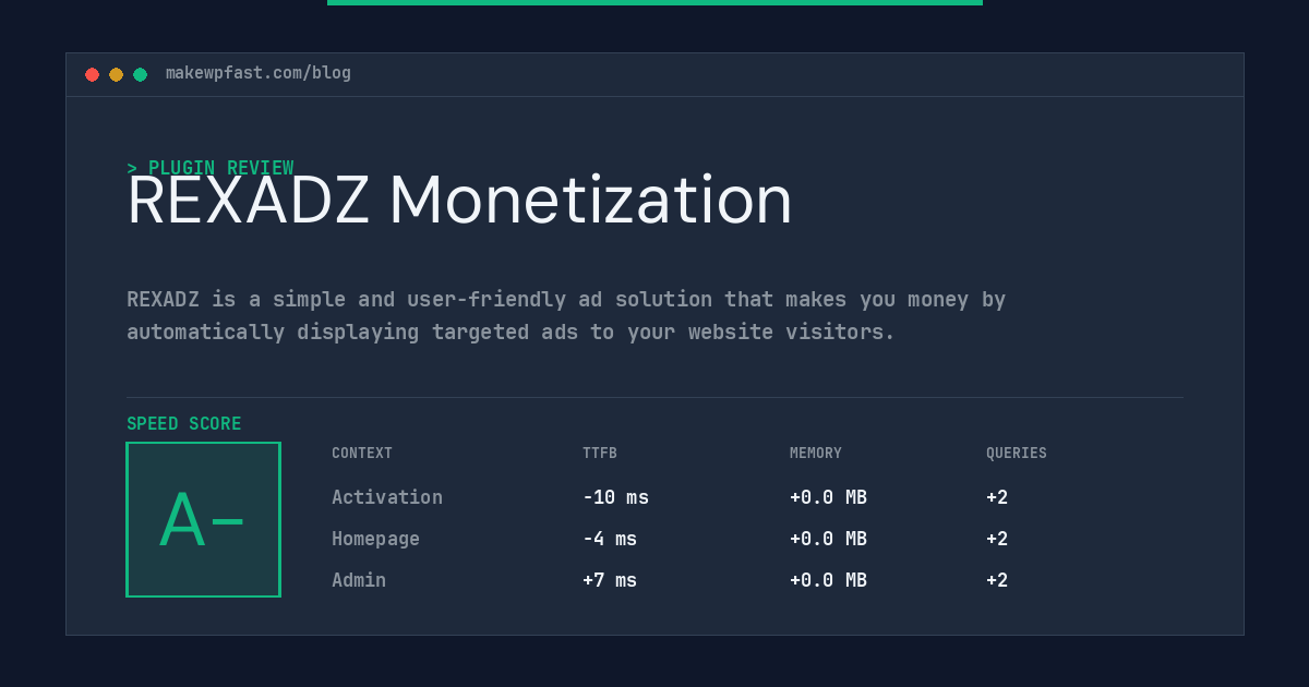 REXADZ Monetization - MakeWPFast