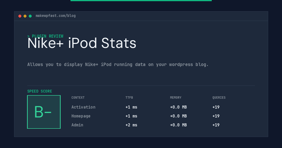 Nike+ iPod Stats - MakeWPFast