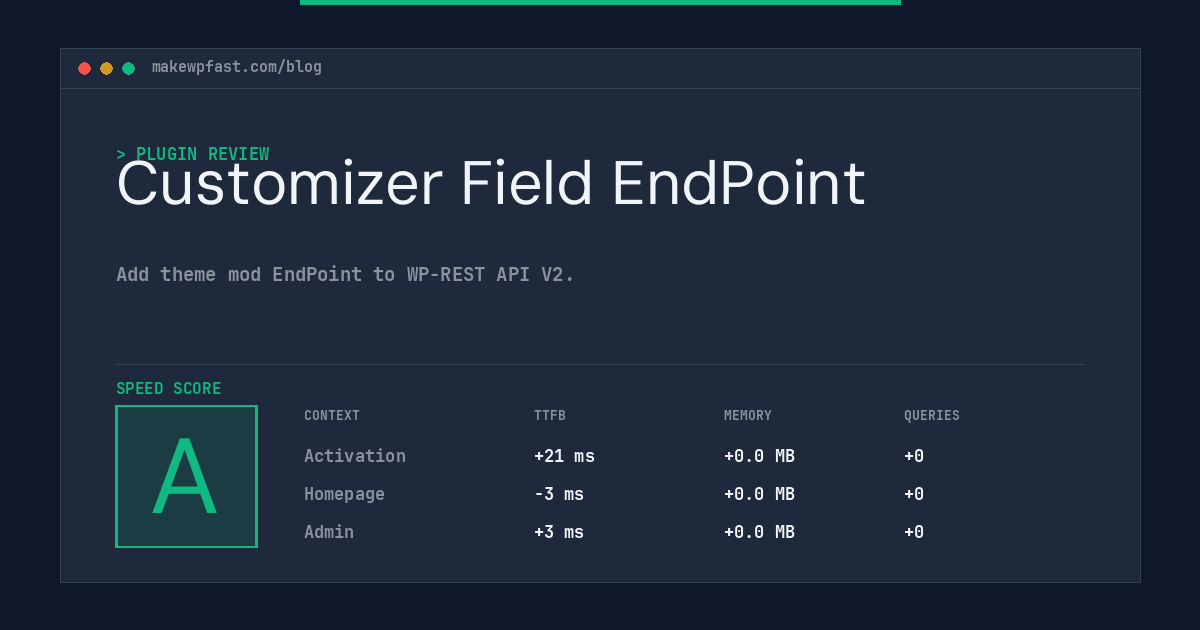 Customizer Field EndPoint - MakeWPFast