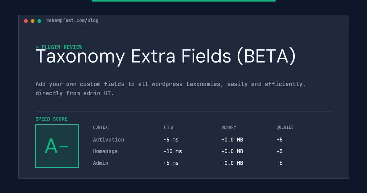 Taxonomy Extra Fields (BETA) - MakeWPFast