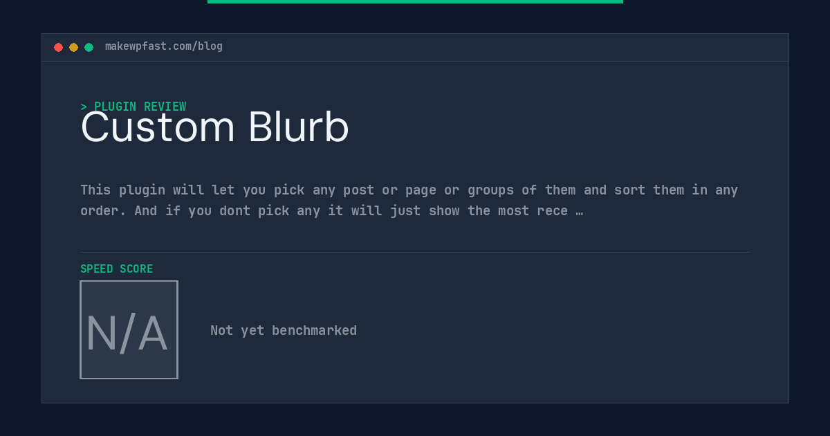 Custom Blurb - MakeWPFast