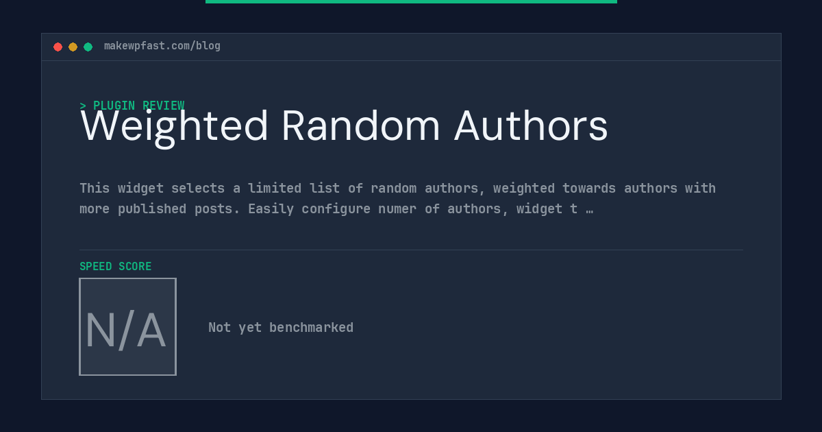 Weighted Random Authors - MakeWPFast