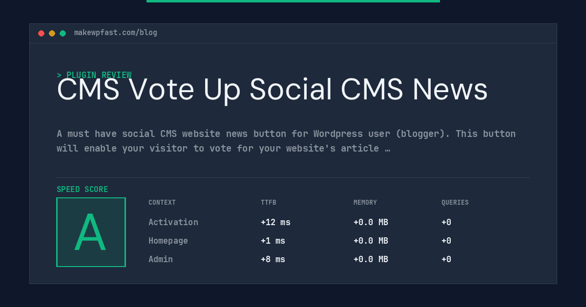 CMS Vote Up Social CMS News - MakeWPFast