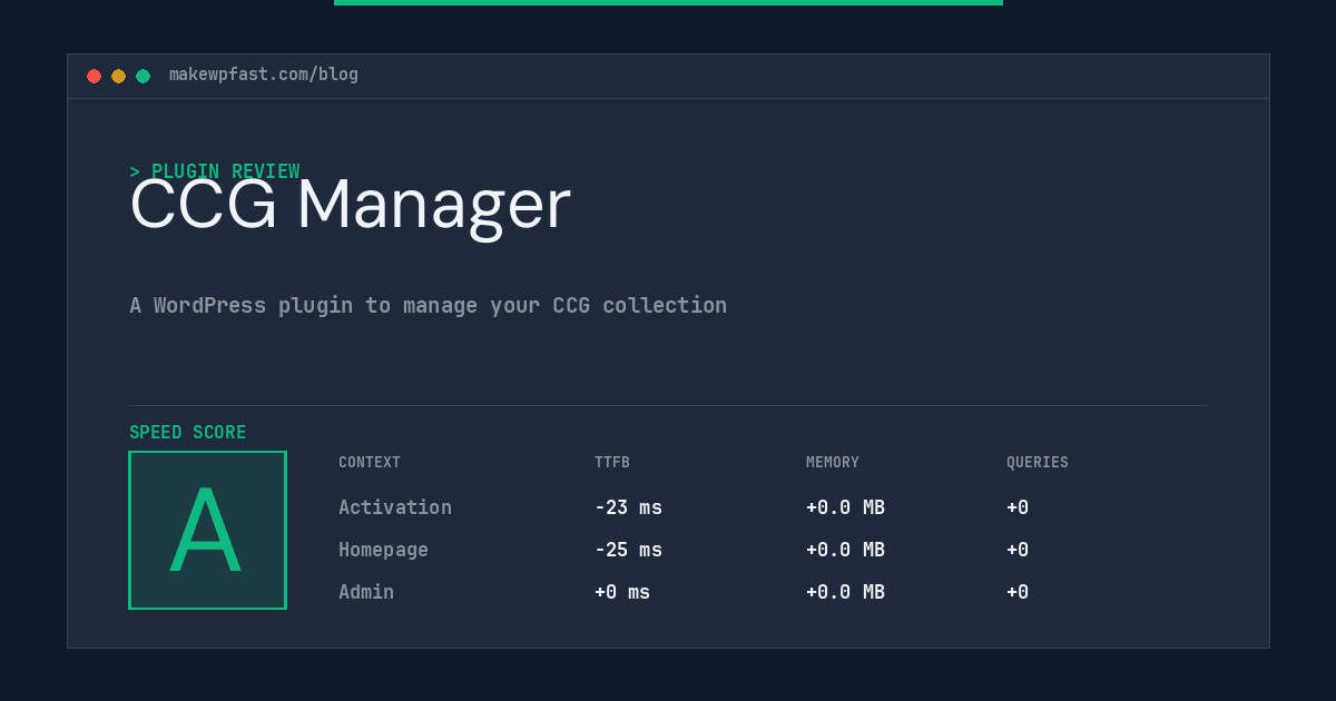 CCG Manager - MakeWPFast