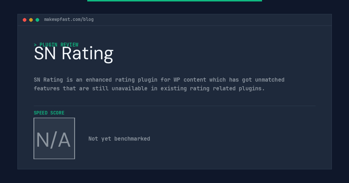 SN Rating - MakeWPFast