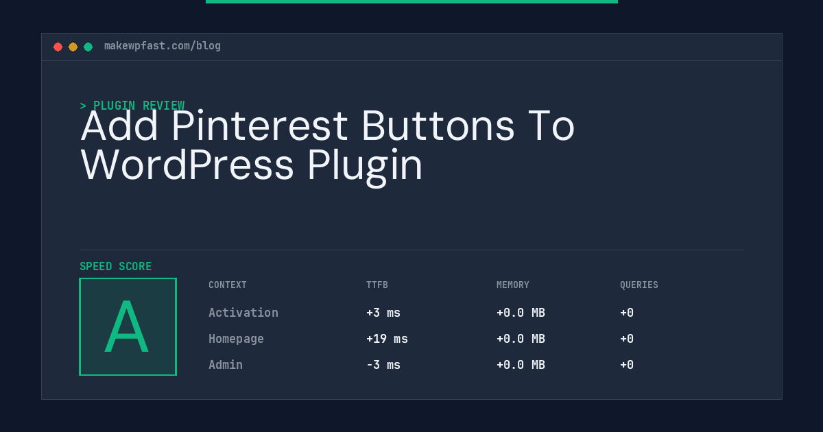 Add Pinterest Buttons To WordPress Plugin - MakeWPFast