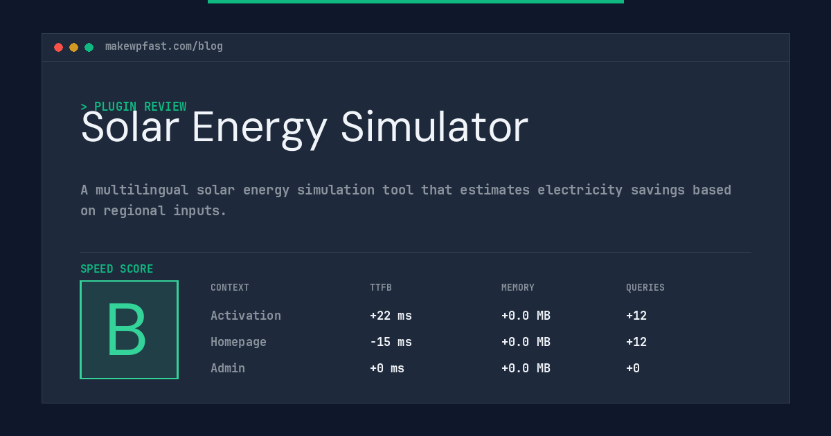 Solar Energy Simulator - MakeWPFast