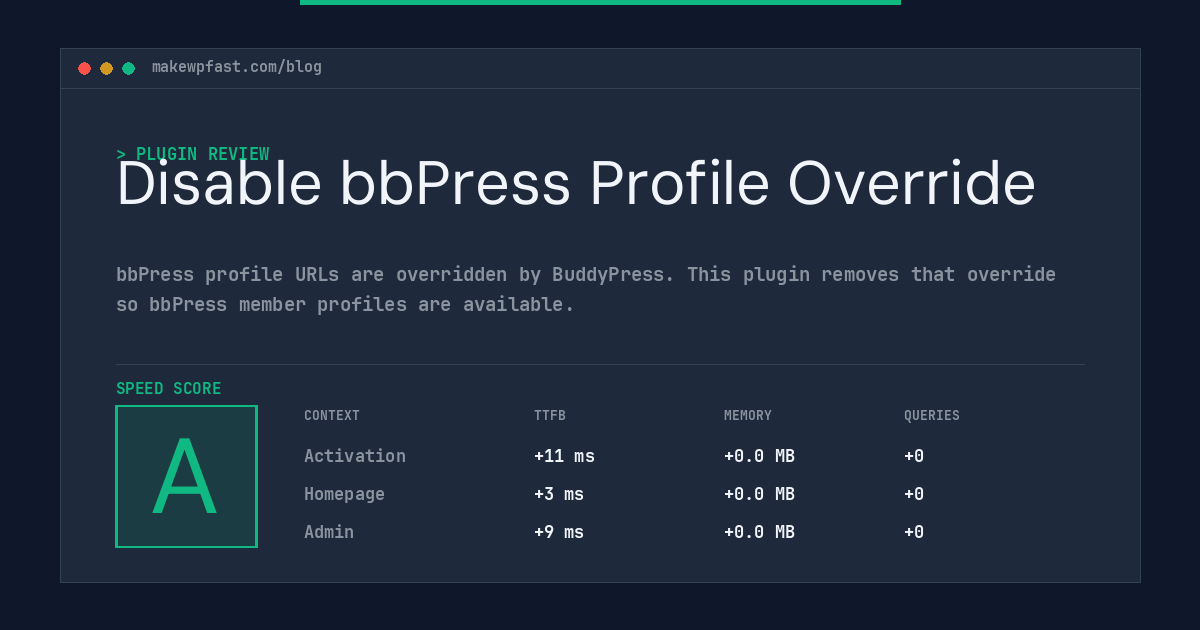 Disable bbPress Profile Override - MakeWPFast