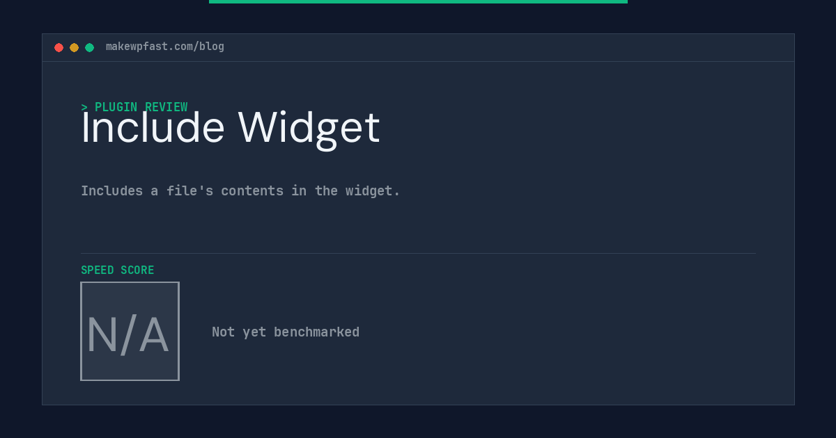 Include Widget - MakeWPFast