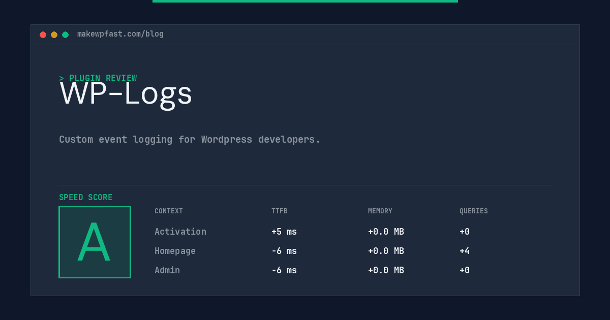 WP-Logs - MakeWPFast