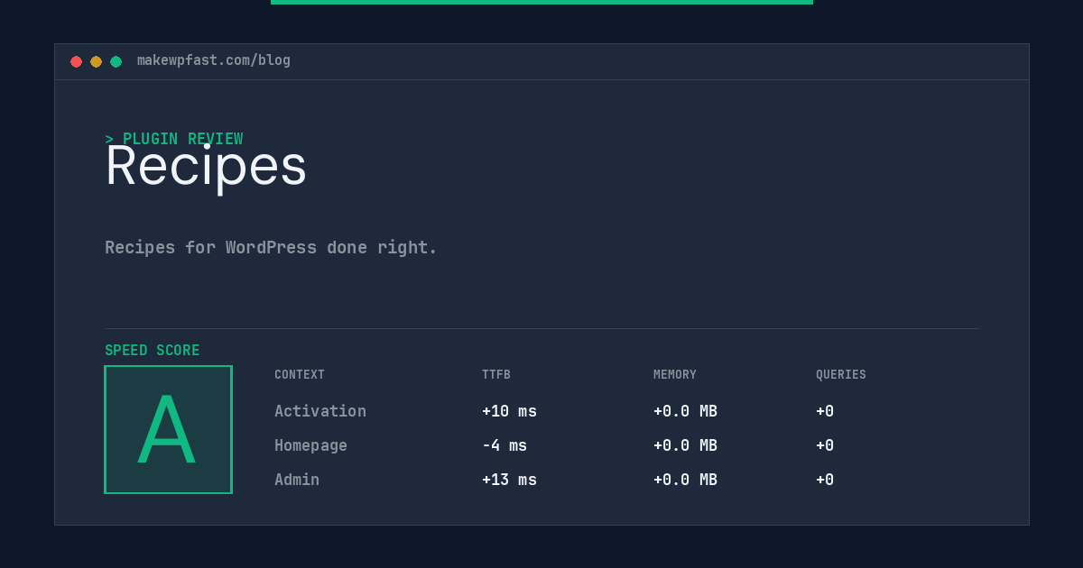 Recipes - MakeWPFast