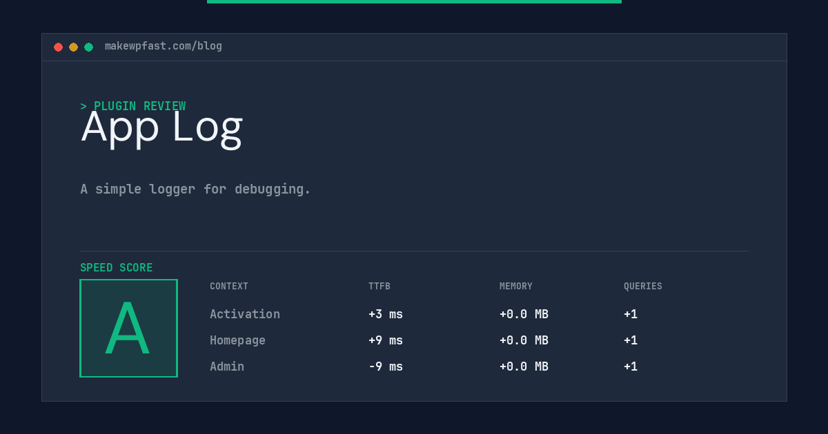 App Log - MakeWPFast