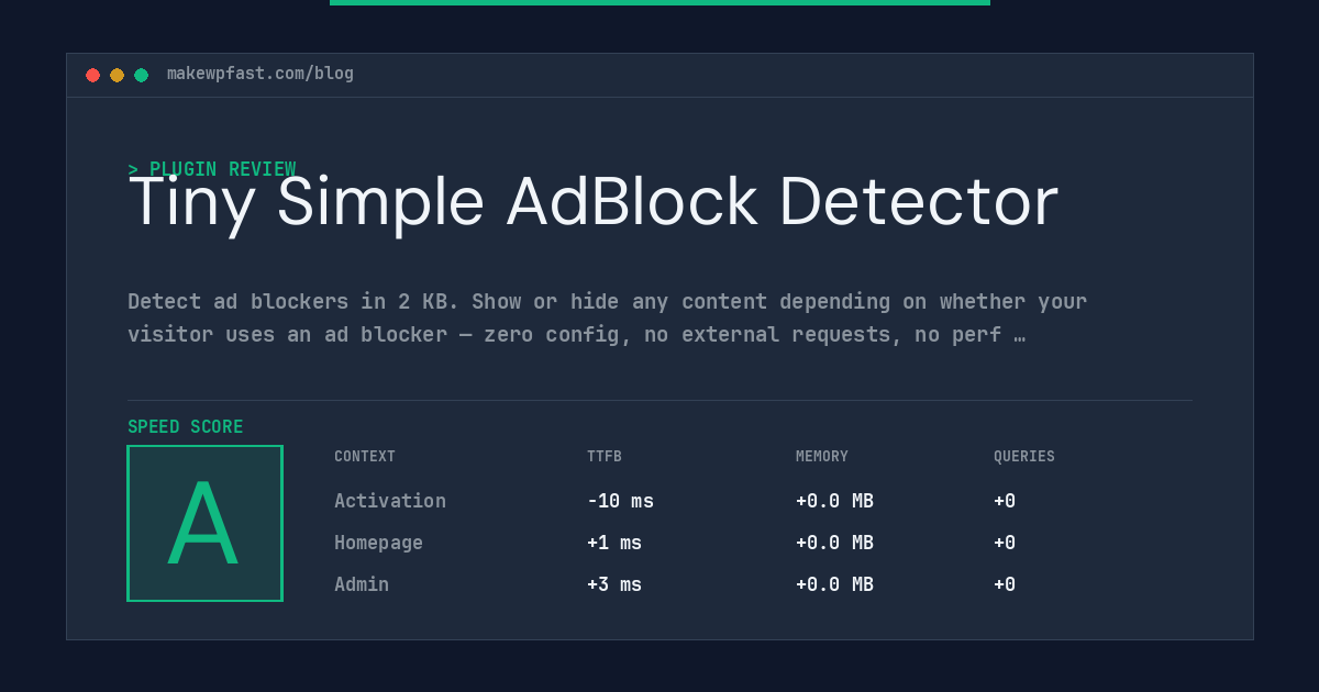 Tiny Simple AdBlock Detector - MakeWPFast