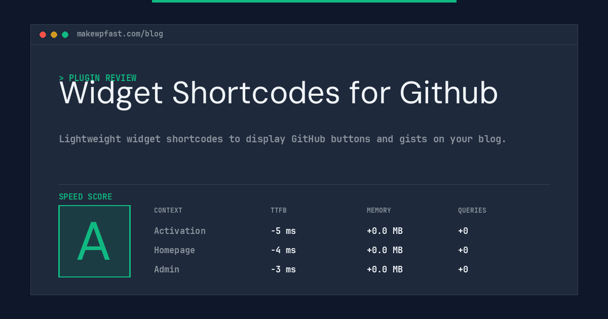 Widget Shortcodes for Github - MakeWPFast