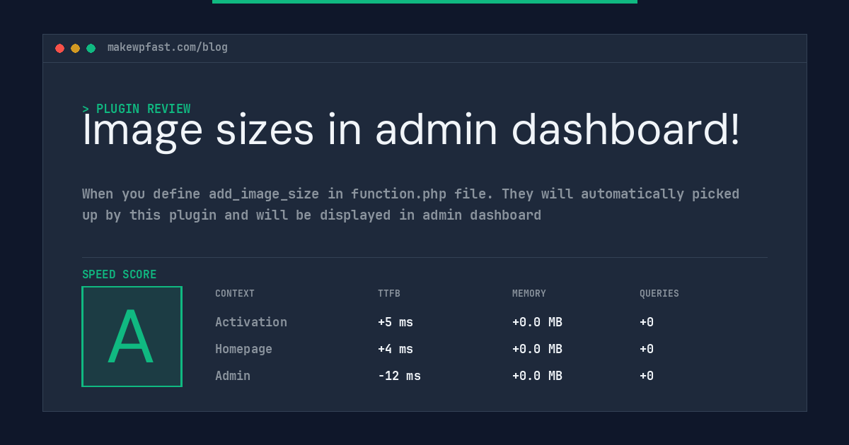 Image sizes in admin dashboard! - MakeWPFast