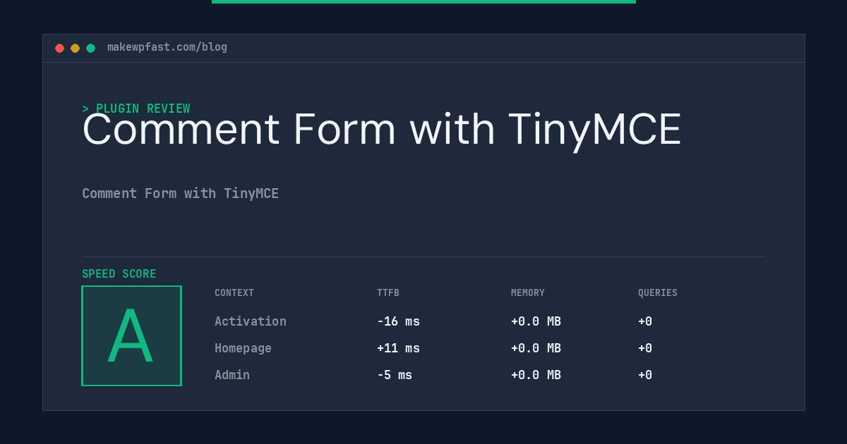 Comment Form with TinyMCE - MakeWPFast