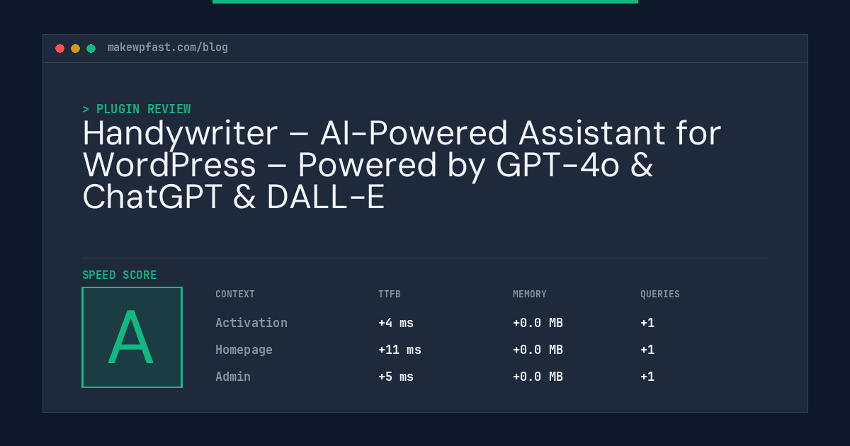 Handywriter – AI-Powered Assistant for WordPress – Powered by GPT-4o & ChatGPT & DALL-E - MakeWPFast