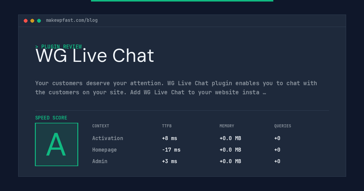 WG Live Chat - MakeWPFast