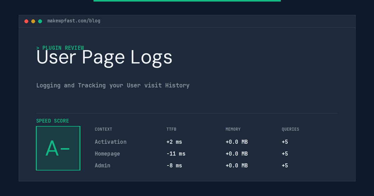 User Page Logs - MakeWPFast