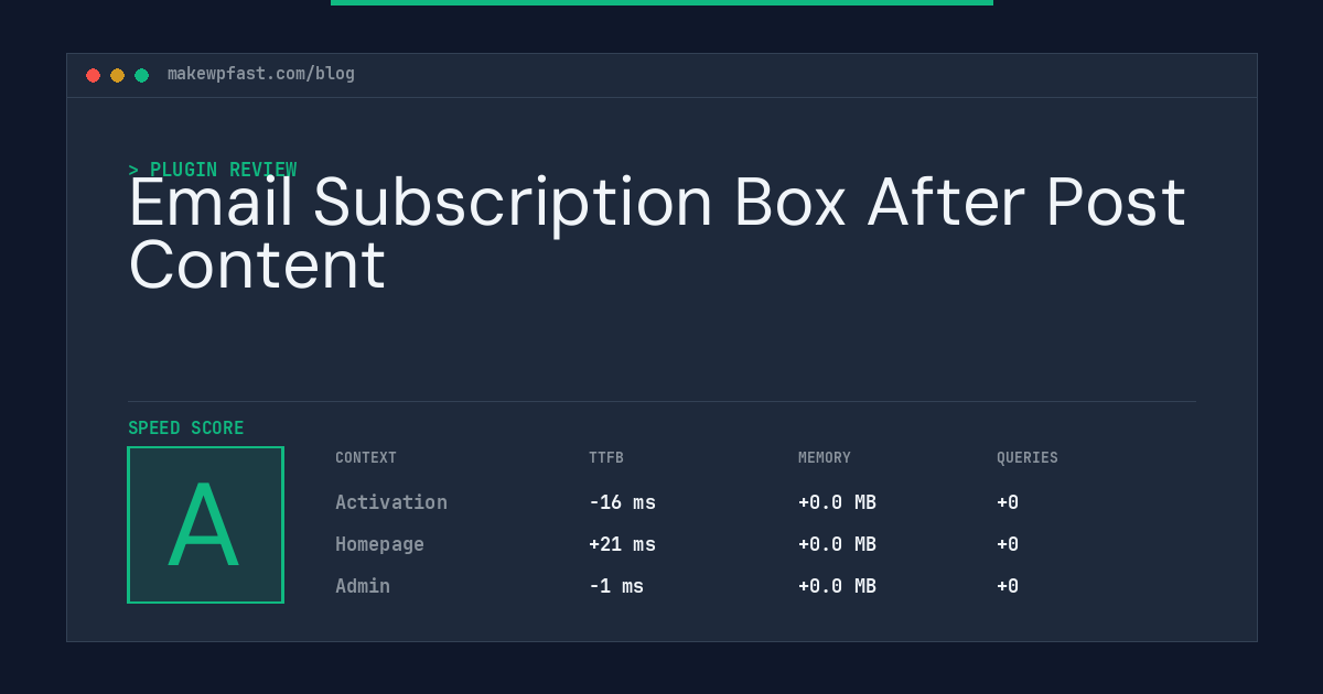 Email Subscription Box After Post Content - MakeWPFast