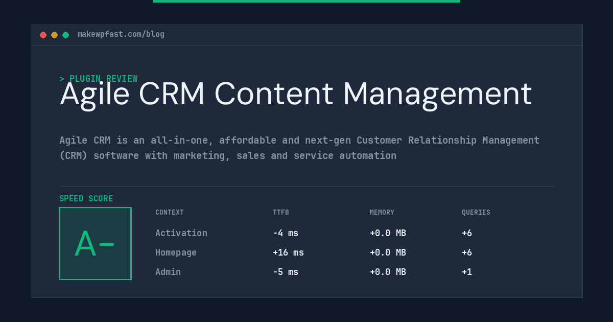 Agile CRM Content Management - MakeWPFast