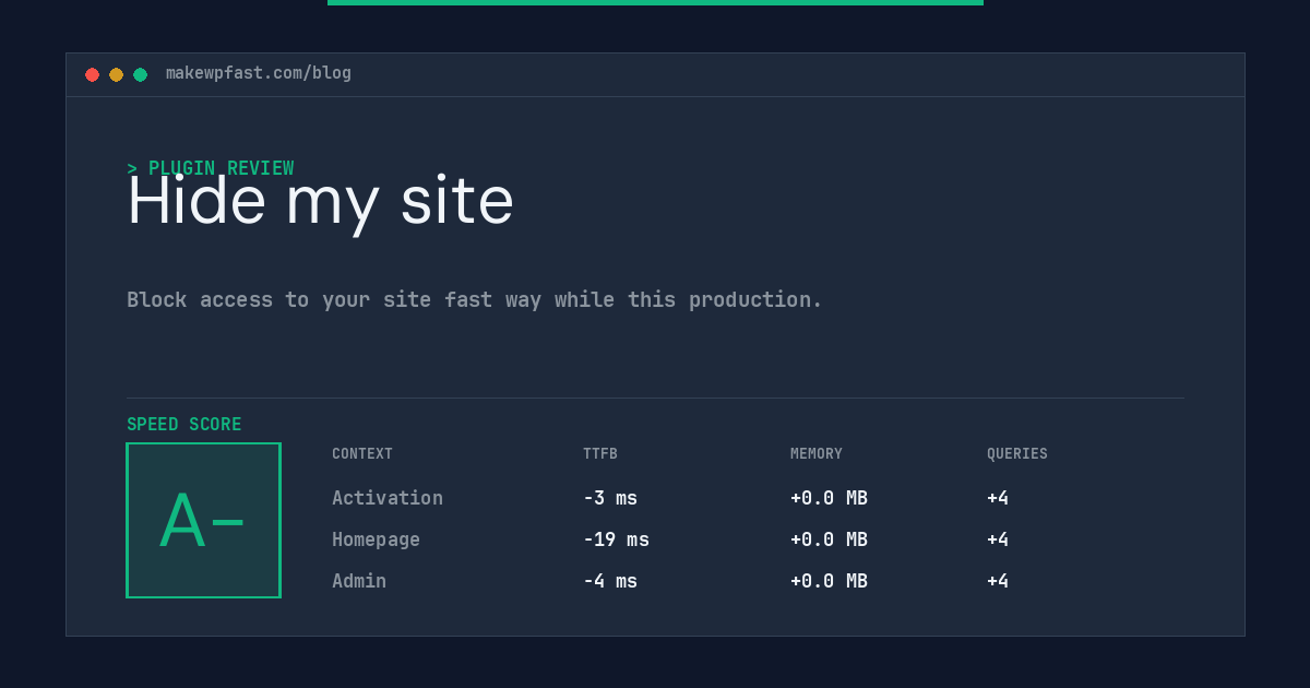 Hide my site - MakeWPFast