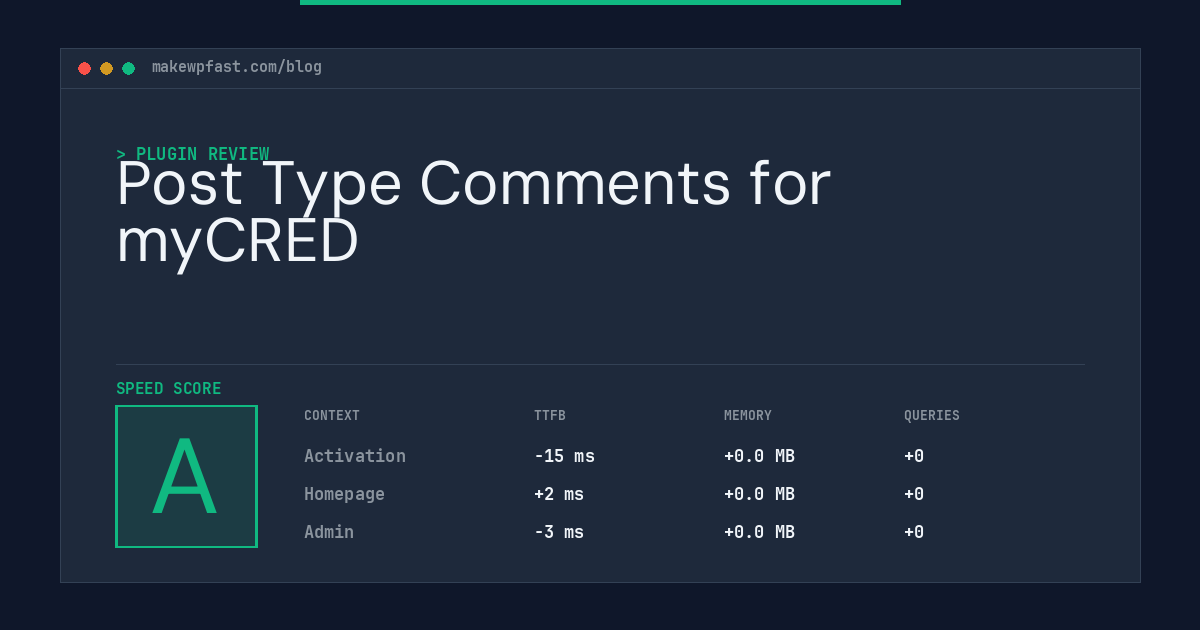 Post Type Comments for myCRED - MakeWPFast