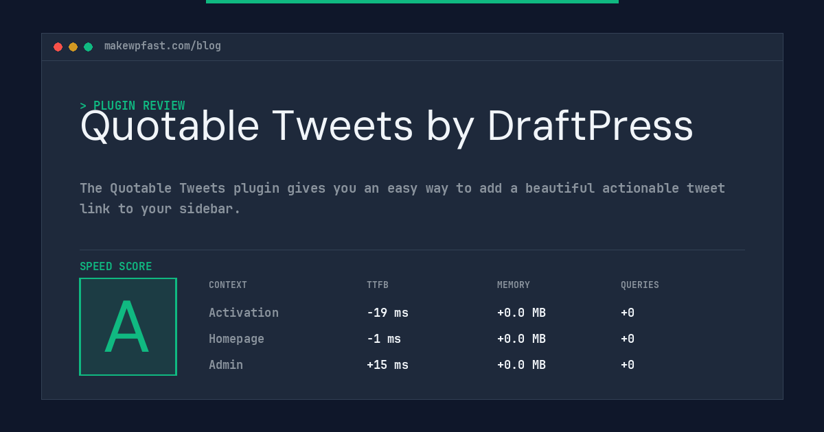 Quotable Tweets by DraftPress - MakeWPFast